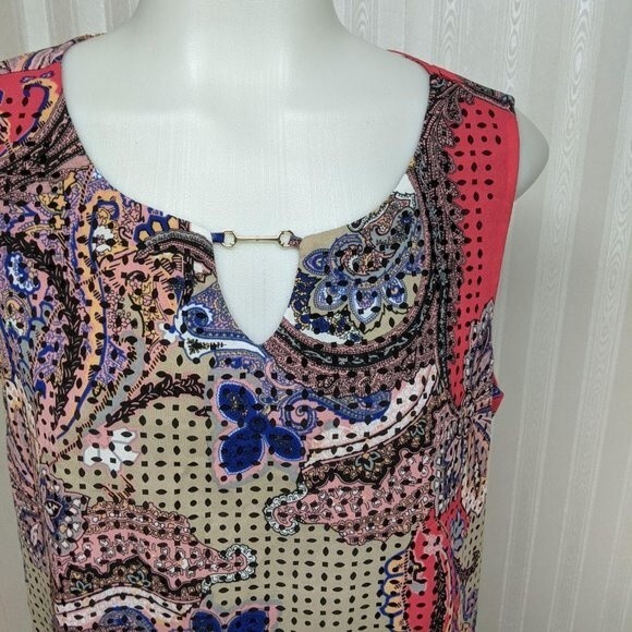 NWT Dana Buchman Top Medium Paisleys Sleeveless Laser Cuts T M NEW - Picture 2 of 9